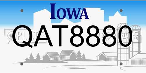 QAT8880 Iowa License Plate