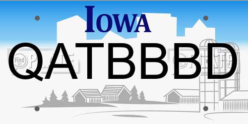 QATBBBD Iowa License Plate
