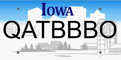 QATBBBO Iowa License Plate