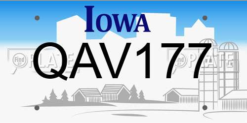 QAV177 Iowa License Plate