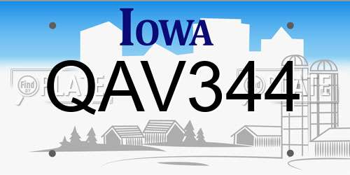 QAV344 Iowa License Plate