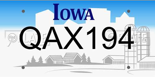 QAX194 Iowa License Plate