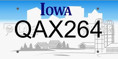 QAX264 Iowa License Plate