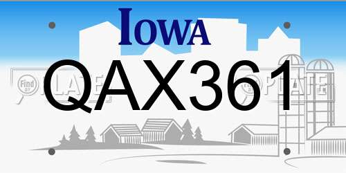 QAX361 Iowa License Plate