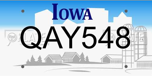 QAY548 Iowa License Plate