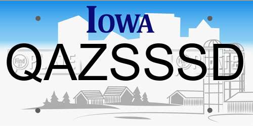 QAZSSSD Iowa License Plate