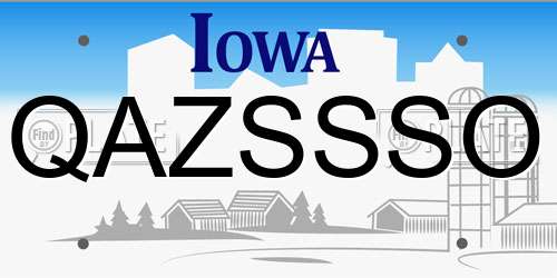 QAZSSSO Iowa License Plate
