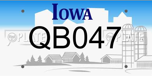 QB047 Iowa License Plate