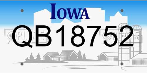 QB18752 Iowa License Plate