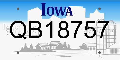 QB18757 Iowa License Plate