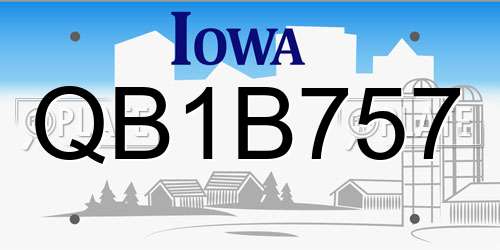 QB1B757 Iowa License Plate