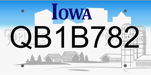 QB1B782 Iowa License Plate