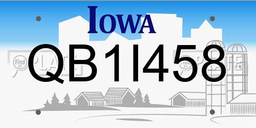 QB1I458 Iowa License Plate