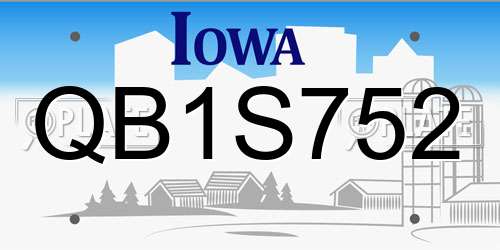 QB1S752 Iowa License Plate