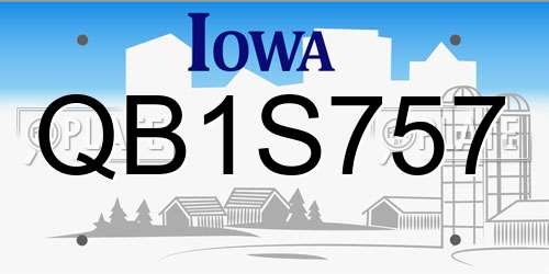 QB1S757 Iowa License Plate