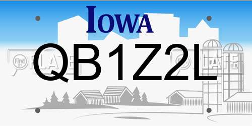 QB1Z2L Iowa License Plate