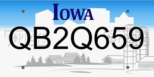 QB2Q659 Iowa License Plate