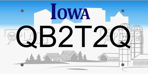 QB2T2Q Iowa License Plate