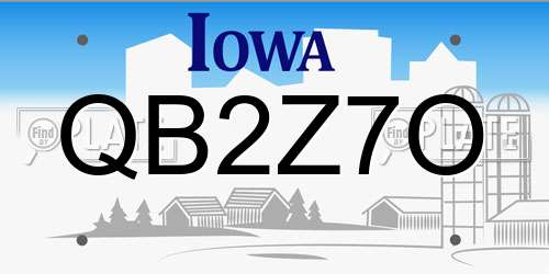 QB2Z7O Iowa License Plate