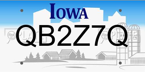 QB2Z7Q Iowa License Plate