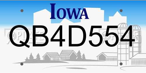 QB4D554 Iowa License Plate