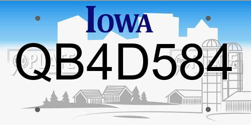 QB4D584 Iowa License Plate