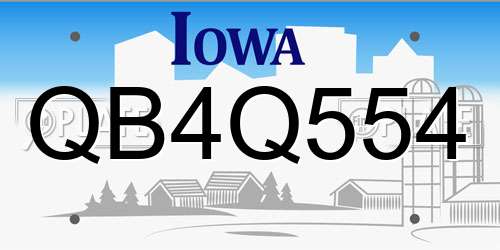 QB4Q554 Iowa License Plate