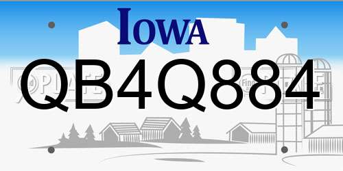 QB4Q884 Iowa License Plate