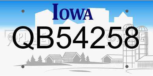 QB54258 Iowa License Plate