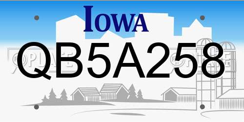 QB5A258 Iowa License Plate