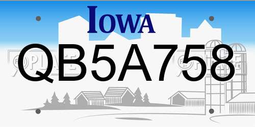 QB5A758 Iowa License Plate