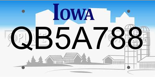 QB5A788 Iowa License Plate
