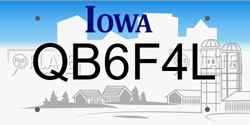 QB6F4L Iowa License Plate