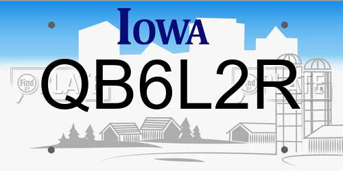 QB6L2R Iowa License Plate