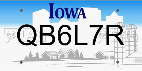 QB6L7R Iowa License Plate