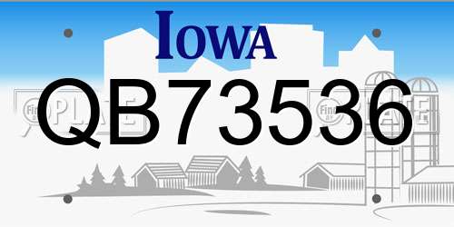 QB73536 Iowa License Plate