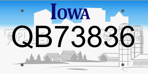 QB73836 Iowa License Plate