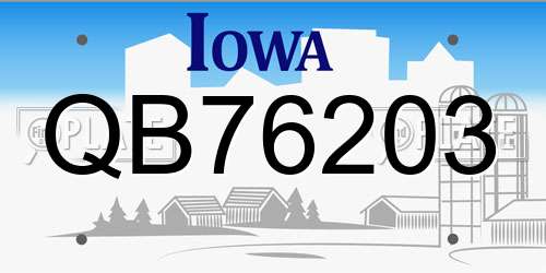 QB76203 Iowa License Plate