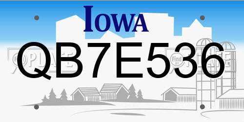 QB7E536 Iowa License Plate
