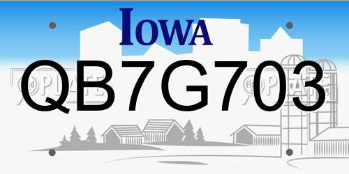 QB7G703 Iowa License Plate