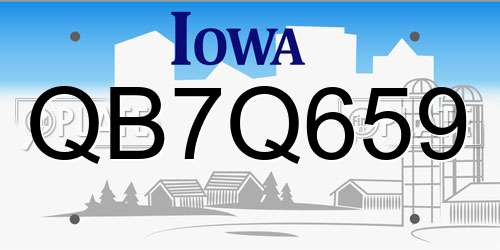 QB7Q659 Iowa License Plate