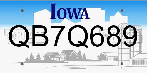 QB7Q689 Iowa License Plate