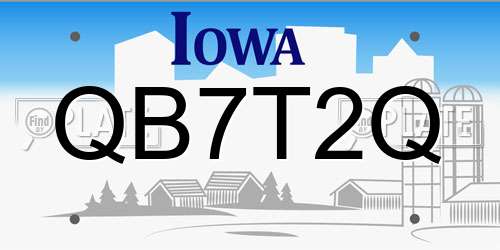 QB7T2Q Iowa License Plate