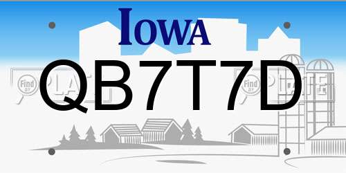 QB7T7D Iowa License Plate