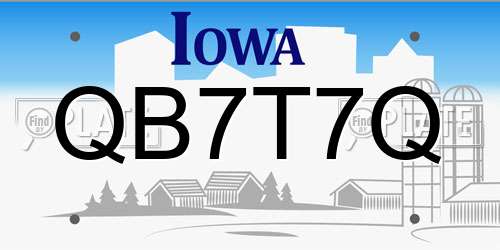 QB7T7Q Iowa License Plate