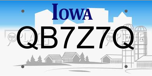 QB7Z7Q Iowa License Plate