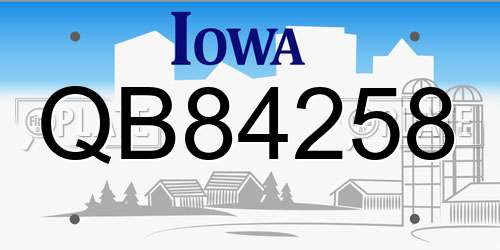 QB84258 Iowa License Plate