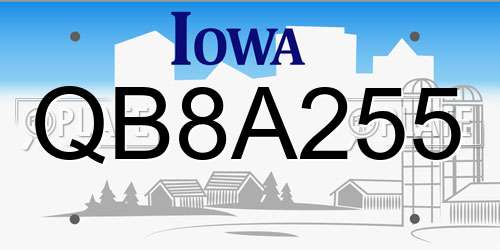 QB8A255 Iowa License Plate