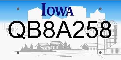 QB8A258 Iowa License Plate
