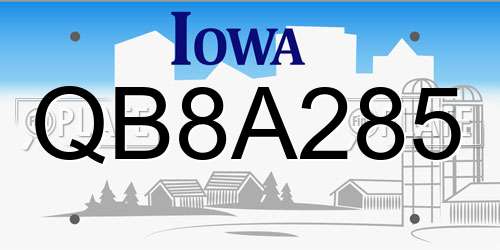 QB8A285 Iowa License Plate